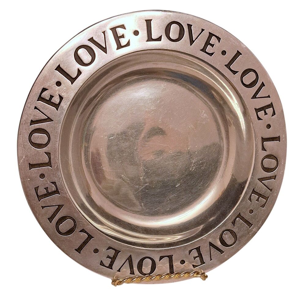 Vintage The Wilton Co Made In USA Metal Plate LOVE Embossed Armetale